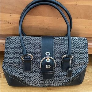 Vintage Coach Signature Monogram Black Womans Shoulder Bag